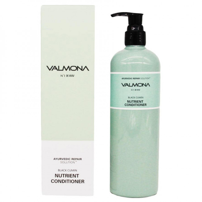 VALMONA Кондиционер для волос Ayurvedic Repair Solution Black Cumin Nutrient Conditioner целебный с экстрактами лечебных трав, 480мл