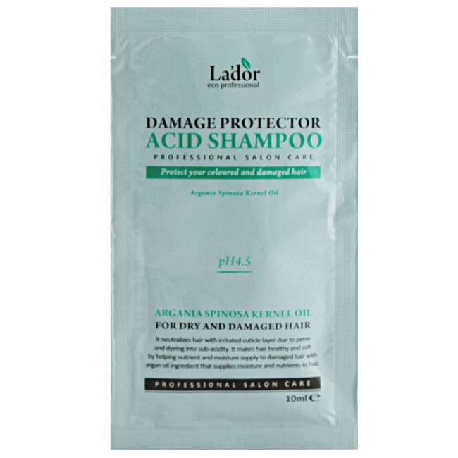 LADOR Шампунь безлужний Lador Damaged Protector Acid Shampoo рН 4.5 для фарбованого волосся 10мл.