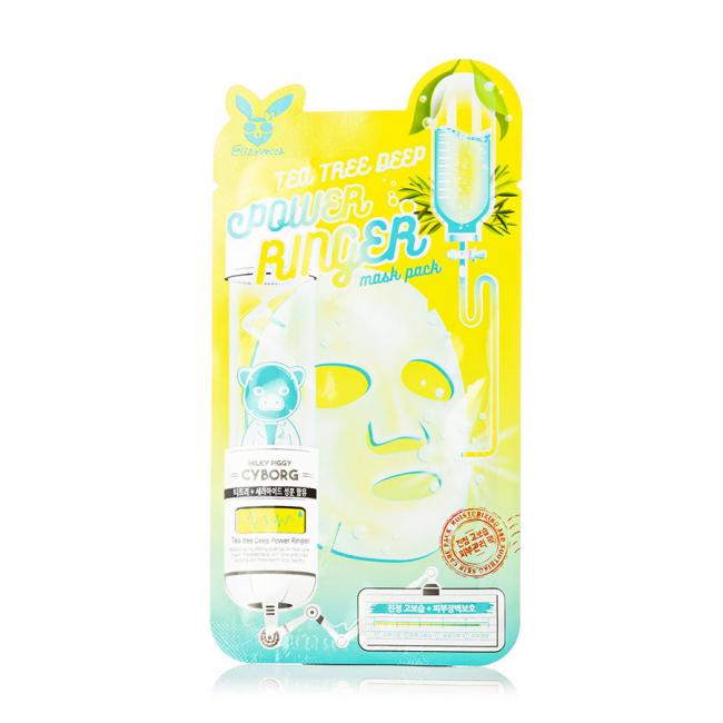ELIZAVECCA Маска тканевая Face Care Tea Tree Deep Power Ringer Mask для проблемной кожи, 23мл