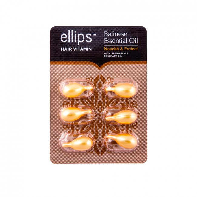 ELLIPS Вітаміни для волосся Живлення та захист Балі з олією плюмерії  та олією розмарину 6x1мл.