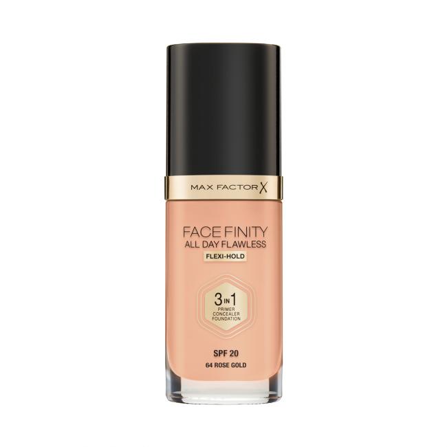 MAX FACTOR Тональна основа FACEFINITY ALL DAY FLAWLESS 3-IN-1 №64, Rose Gold